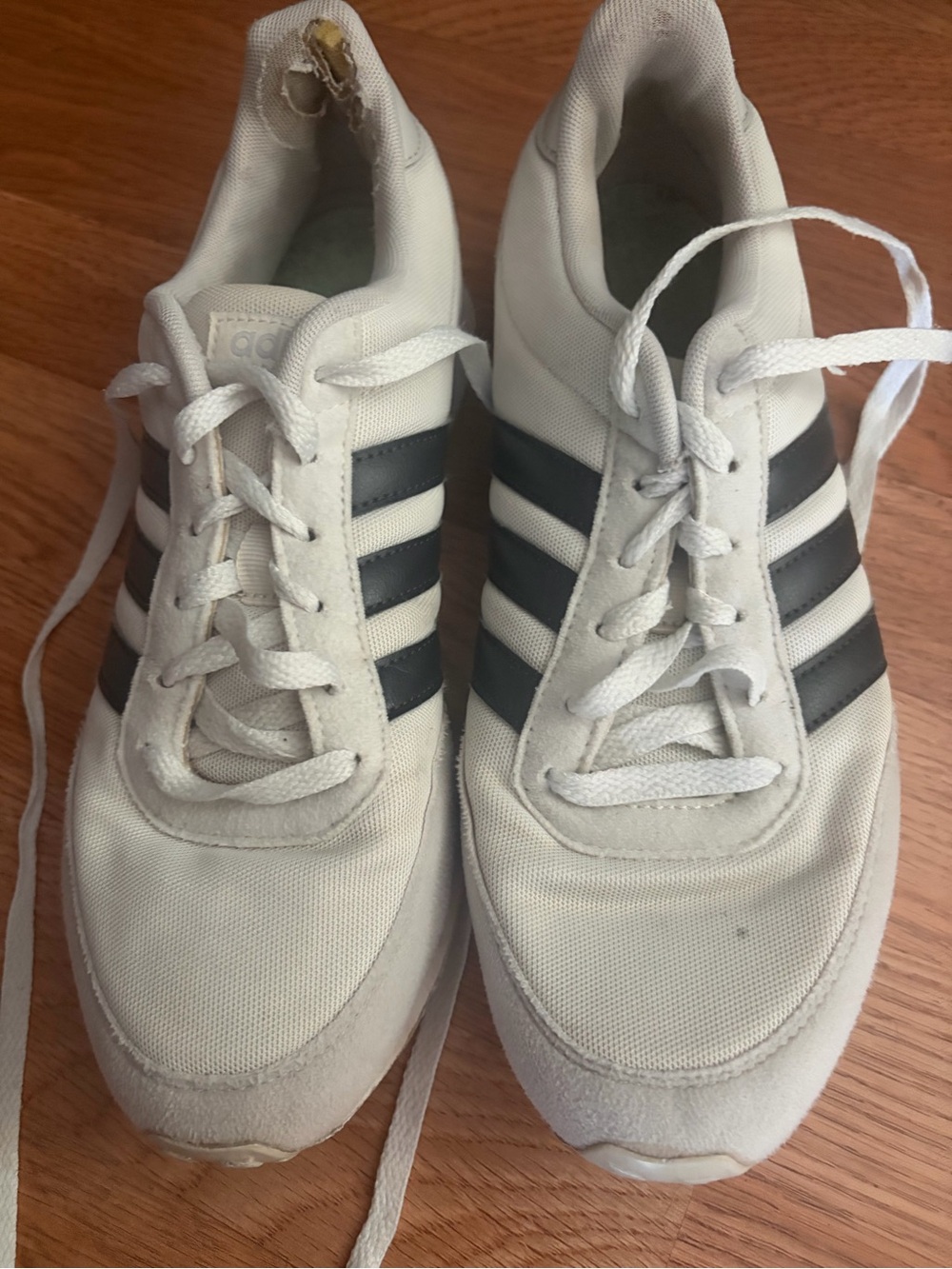 adidas Women's White Sneakers with Black Stripes